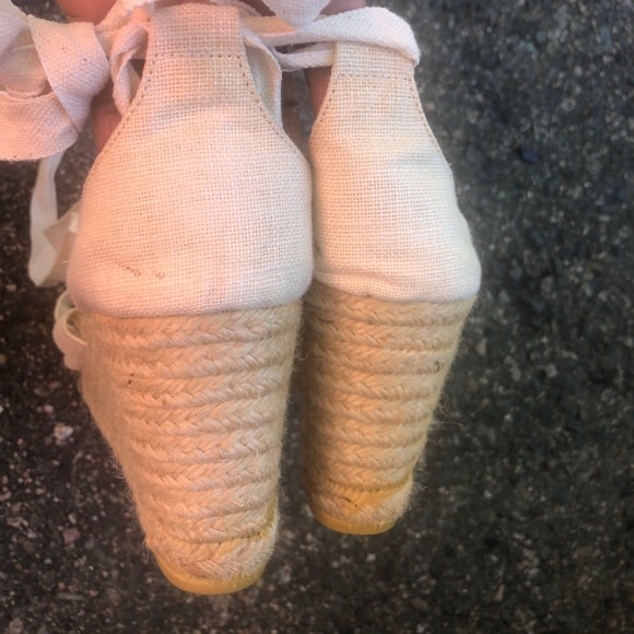 Tory Burch White ankle wrap wedge espadrilles Size 10.5 - Picture 4 of 11